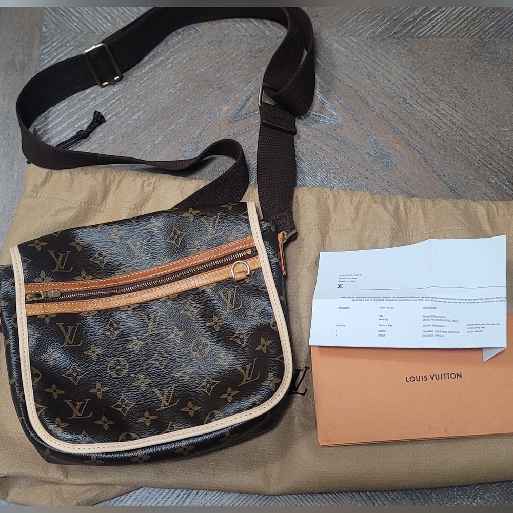 Authentic Louis Vuitton LV Shoulder Bag M40044 Bosphore PM Brown Monogram